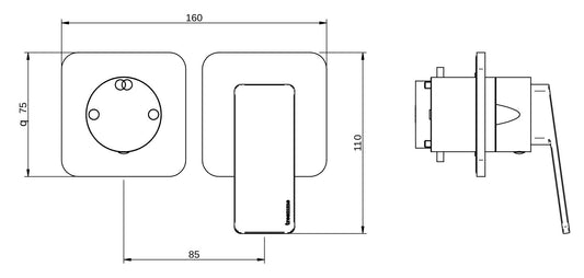 Rubinetterie Treemme 3M Pa36 RWIT 8BF2 CC 01 + RWIT 22A2 ZZ 01 Miscelatore Monocomando Doccia Incasso Muro Con Deviatore 2 Uscite Meccanico Due Fori 1 Leva Posizione Orizzontale Staffa Per Cartongesso Ottone Cromata Parte Interna Esterna Incluse