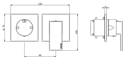 Rubinetterie Treemme 3M Q30 RWIT 4BF2 CC 01 + RWIT 22A2 ZZ 01 Miscelatore Monocomando Doccia Incasso Muro Con Deviatore 2 Uscite Meccanico Due Fori 1 Leva Senza Piastra Orizzontale Staffa Per Cartongesso Ottone Cromata Parte Interna Esterna Incluse