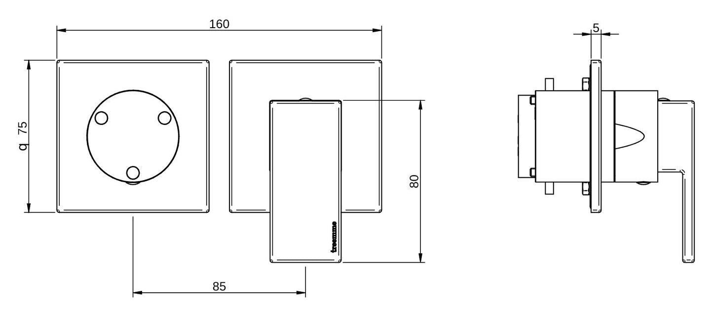 Rubinetterie Treemme 3M Q30 RWIT 4BF3 CC 01 + RWIT 22A2 ZZ 01 Miscelatore Monocomando Doccia Incasso Muro Con Deviatore 3 Uscite Meccanico Due Fori 1 Leva Senza Piastra Orizzontale Staffa Per Cartongesso Ottone Cromata Parte Interna Esterna Incluse