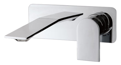 Rubinetterie Treemme 3M Ran RWIT 22A5 CC BC + RWIT 51A5 ZZ 01 Miscelatore Monocomando Lavabo Incasso 110 Installazione Parete 1 Leva a Destra 2 Fori Meccanico Moderno Con Piastra Orizzontale Lunghezza 142 mm Ottone Cromata Parte Interna Esterna Incluse