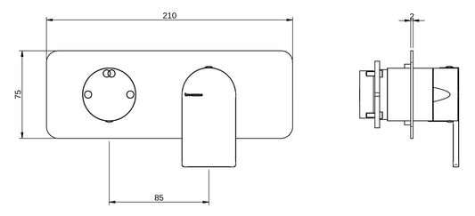 Rubinetterie Treemme 3M Ran RWIT 22E2 CC 03 + RWIT 22A2 ZZ 01 Miscelatore Monocomando Doccia Incasso Muro Con Deviatore 2 Uscite Meccanico Due Fori 1 Leva Con Piastra Orizzontale Staffa Per Cartongesso Ottone Cromata Parte Interna Esterna Incluse