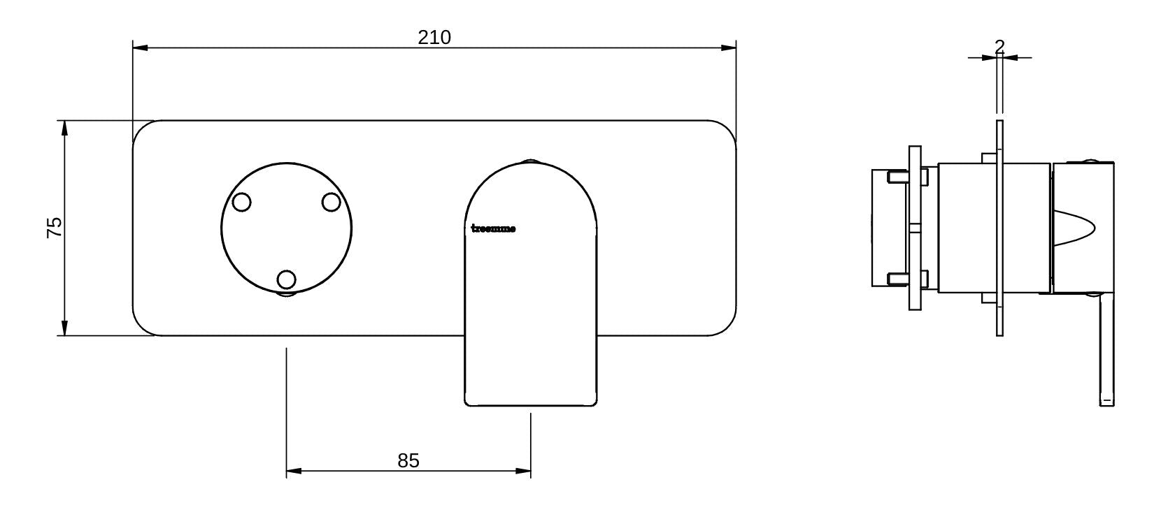 Rubinetterie Treemme 3M Ran RWIT 22E3 CC 03 + RWIT 22A2 ZZ 01 Miscelatore Monocomando Doccia Incasso Muro Con Deviatore 3 Uscite Meccanico Due Fori 1 Leva Con Piastra Orizzontale Staffa Per Cartongesso Ottone Cromata Parte Interna Esterna Incluse