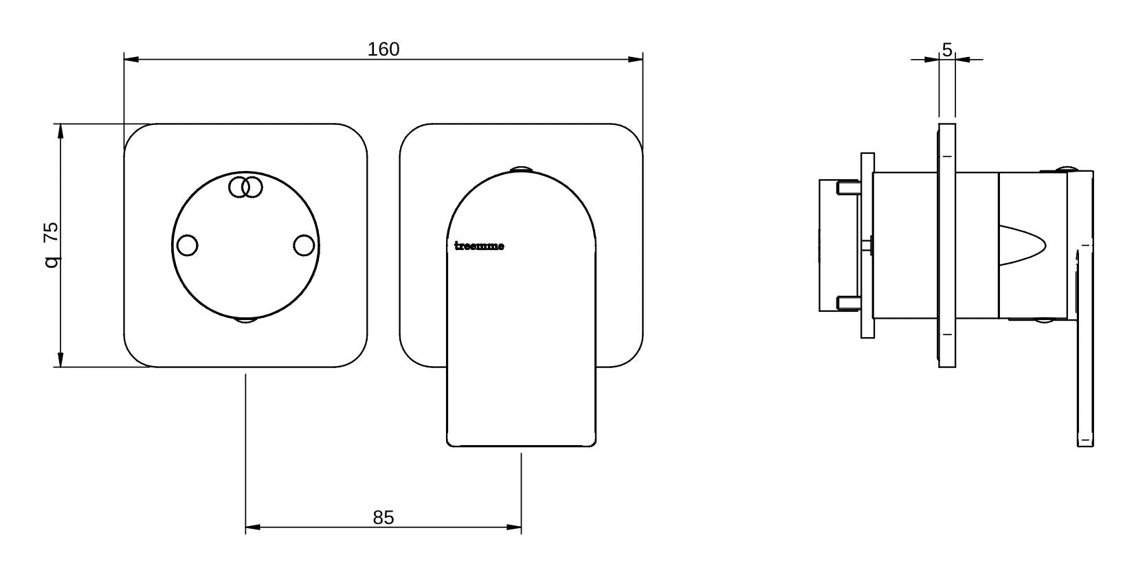 Rubinetterie Treemme 3M Ran RWIT 22F2 CC 01 + RWIT 22A2 ZZ 01 Miscelatore Monocomando Doccia Incasso Muro Con Deviatore 2 Uscite Meccanico Due Fori 1 Leva Senza Piastra Orizzontale Staffa Per Cartongesso Ottone Cromata Parte Interna Esterna Incluse