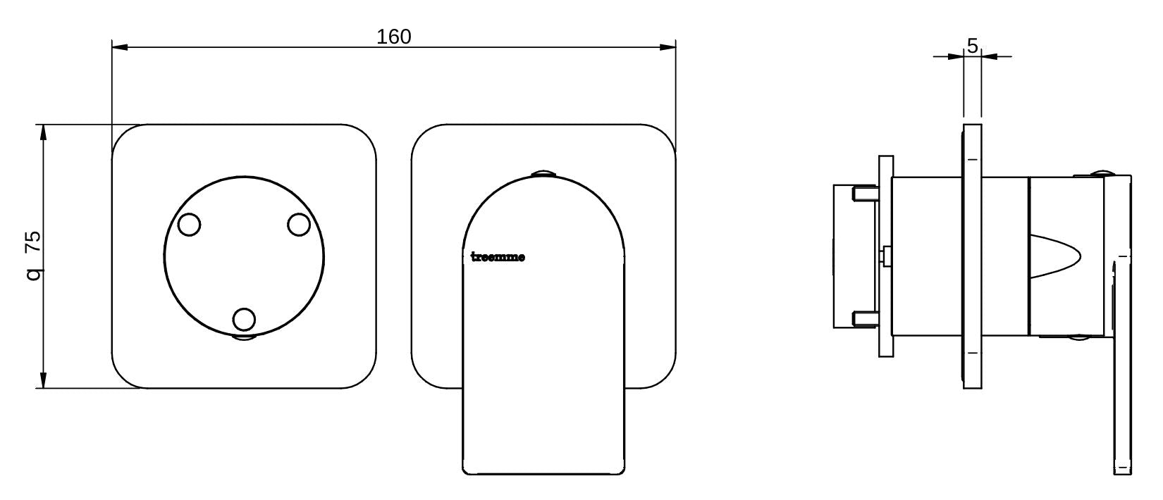 Rubinetterie Treemme 3M Ran RWIT 22F3 CC 01 + RWIT 22A2 ZZ 01 Miscelatore Monocomando Doccia Incasso Muro Con Deviatore 3 Uscite Meccanico Due Fori 1 Leva Senza Piastra Orizzontale Staffa Per Cartongesso Ottone Cromata Parte Interna Esterna Incluse