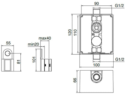 Rubinetterie Treemme 3M Electronic Washbasin Tap RWIT 2895 IS EL + RWIT 2895 ZZ 01 Rubinetto Elettronico Fotocellula Lavabo 170 Alimentazione Elettrica Standard Solo Acqua Fredda Muro Altezza 120 Lunghezza 196 mm Parte Interna Esterna Incluse Acciaio Inox