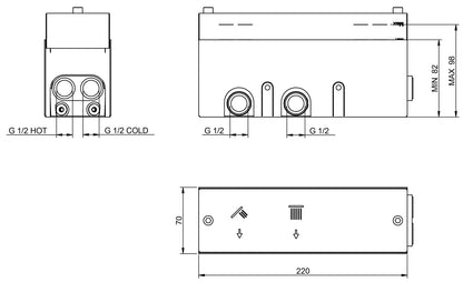 Rubinetterie Treemme 3M Watt RWIT 2B89 IS 01 + RWIT 2B89 ZZ 30 Miscelatore Doccia Meccanico Monocomando Incasso 2 Uscite Parete 3 Fori Stile Moderno Con Piastra Materiale Acciaio Finitura Inox Spazzolato Opaco Parte Interna Esterna Incluse