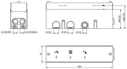 Rubinetterie Treemme 3M Watt RWIT 2B90 IS 01 + RWIT 2B90 ZZ 30 Miscelatore Doccia Meccanico Monocomando Incasso Parete 1 Manopola 3 Uscite 4 Fori Stile Moderno Con Piastra Materiale Acciaio Finitura Inox Spazzolato Opaco Parte Interna Esterna Incluse