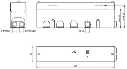 Rubinetterie Treemme 3M Watt RWIT 2B92 CC 01 + RWIT 2B92 ZZ 30 Miscelatore Doccia Termostatico Monocomando Incasso 2 Uscite Parete 5 Fori Con Doccetta e Flessibile Parte Interna Esterna Incluse Stile Moderno Con Piastra Materiale Ottone Finitura Cromata