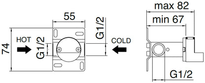 Rubinetterie Treemme 3M 22MM RWIT 3051 IS 03 + RWIT 6051 ZZ 02 Miscelatore Gruppo Monoforo Lavabo A Muro 224 mm 2 Leve Stile Moderno Materiale Acciaio Finitura Acciaio Spazzolato Opaco Inox Parte Interna Incasso Esterna Incluse