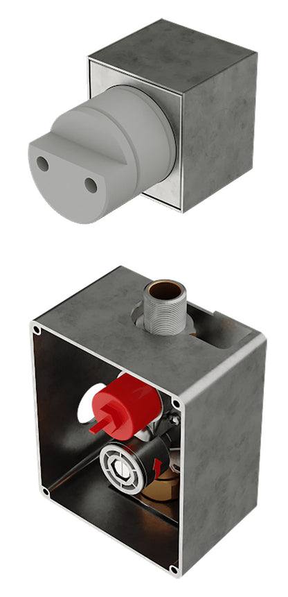 Rubinetterie Treemme 3M Electronic Washbasin Tap RWIT 2295 CC 40 + RWIT 6B95 ZZ 01 Sensore Fotocellula Infrarossi Verticale Muro Alimentazione Elettrica Standard Solo Acqua Fredda Forma Tonda Monoforo Parte Interna Incasso Esterna Incluse Ottone Cromato