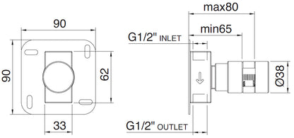 Rubinetterie Treemme 3M Kea RWIT 7A40 CC KO + RWIT 7A40 ZZ 02 Rubinetto D'Arresto 1/2” Monoforo Installazione Parete 1 Manopola In Ottone Materiale Ottone Finitura Cromata Parte Interna Esterna Incluse