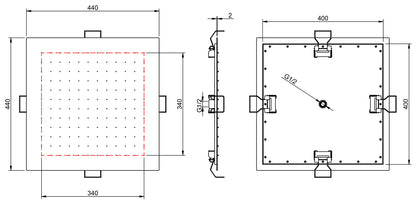 Rubinetterie Treemme 3M Showers IT RTBR 484 IS Soffione Doccia ad Incasso a Soffitto Per Controsoffitto Forma Quadrata Misura 440x440 mm Uscita Acqua a Pioggia Stile Moderno Materiale Acciaio Finitura Inox Spazzolato Opaco