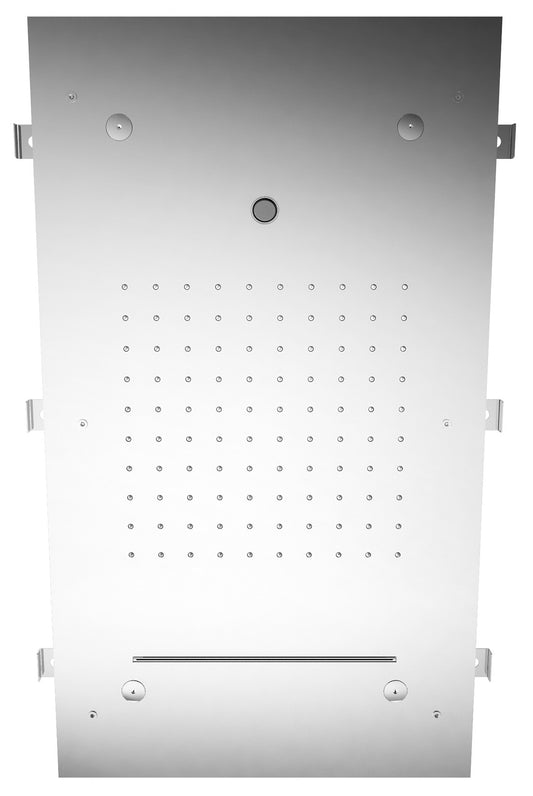 Rubinetterie Treemme SHOWERS Soffione Doccia Rettangolare Soffitto Ad Incasso 700x400 mm Con Pioggia Cascata Nebulizzatori Getto Stile Moderno Materiale Acciaio Finitura Acciaio Spazzolato Opaco Inox