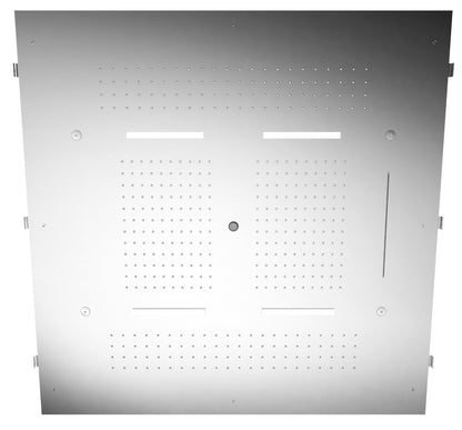 Rubinetterie Treemme SHOWERS Soffione Doccia Quadrato Soffitto Ad Incasso 950x950 mm Con Pioggia Cascata Getto Cromoterapia e Nebulizzatori Stile Moderno Acciaio Inox Spazzolato Opaco Incluso Tastierino Di Comando Fashion