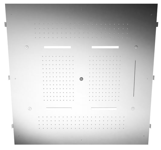 Rubinetterie Treemme SHOWERS Soffione Doccia Quadrato Soffitto Ad Incasso 950x950 mm Con Pioggia Cascata Getto Cromoterapia e Nebulizzatori Stile Moderno Acciaio Inox Spazzolato Opaco Incluso Tastierino Di Comando Fashion