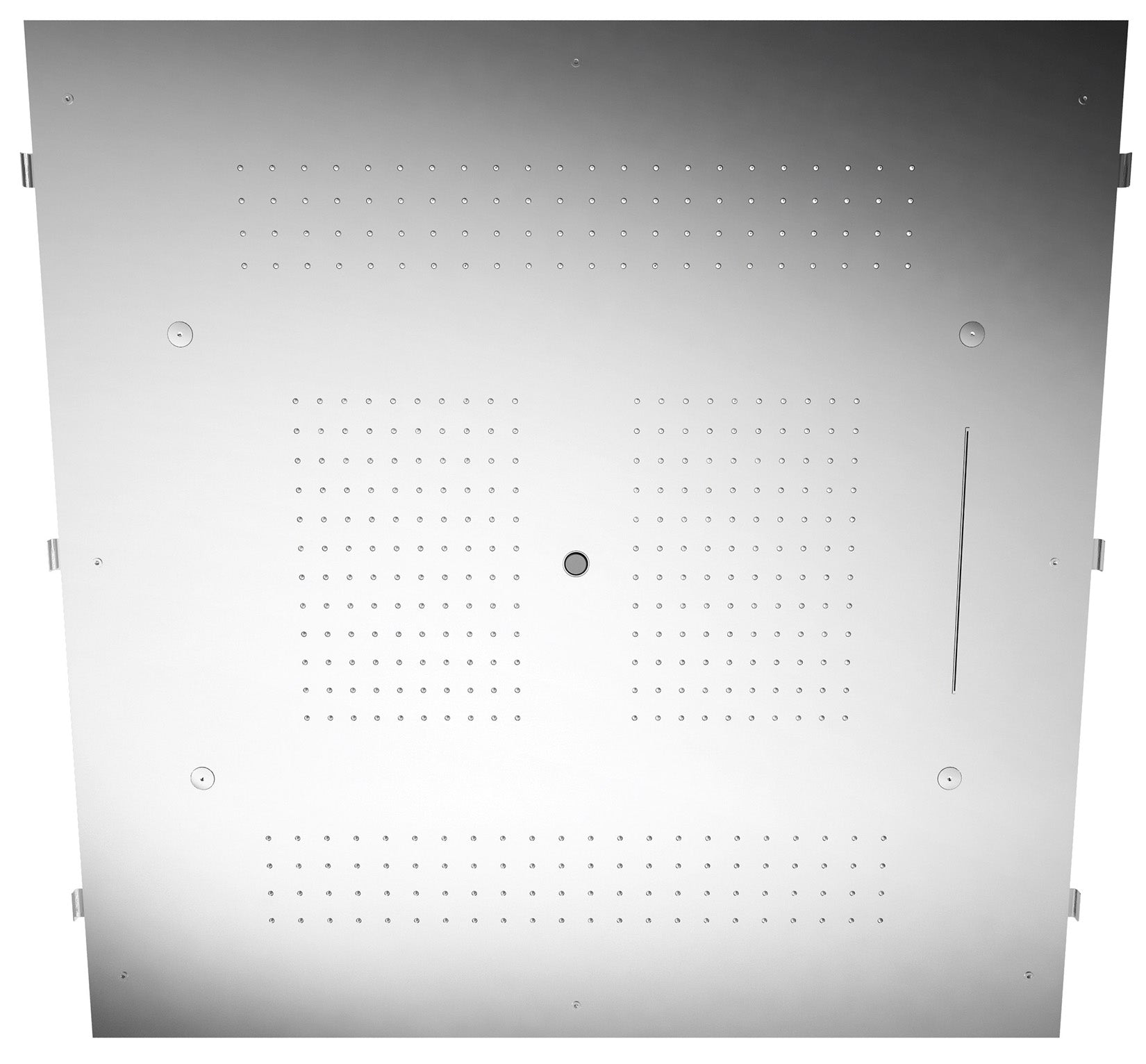 Rubinetterie Treemme SHOWERS Soffione Doccia Quadrato Soffitto Ad Incasso 950x950 mm Con Pioggia Cascata Nebulizzatori e Getto Stile Moderno Materiale Acciaio Finitura Acciaio Spazzolato Opaco Inox