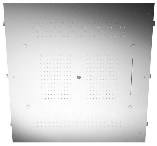 Rubinetterie Treemme SHOWERS Soffione Doccia Quadrato Soffitto Ad Incasso 950x950 mm Con Pioggia Cascata Nebulizzatori e Getto Stile Moderno Materiale Acciaio Finitura Acciaio Spazzolato Opaco Inox