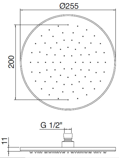 Rubinetterie Treemme 3M SHOWERS Soffione Doccia Rotondo A Parete / Soffitto Diametro Ø 255 mm Pioggia Stile Moderno Materiale Acciaio Finitura Acciaio Spazzolato Opaco Inox