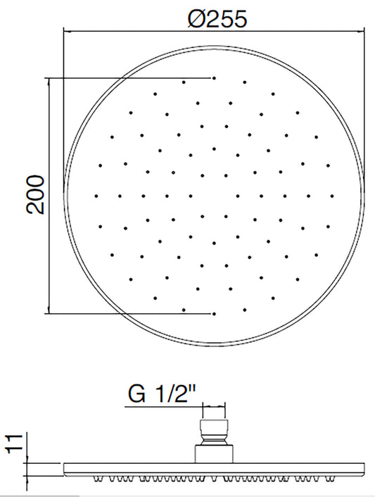 Rubinetterie Treemme 3M SHOWERS Soffione Doccia Rotondo A Parete / Soffitto Diametro Ø 255 mm Pioggia Stile Moderno Materiale Acciaio Finitura Acciaio Spazzolato Opaco Inox
