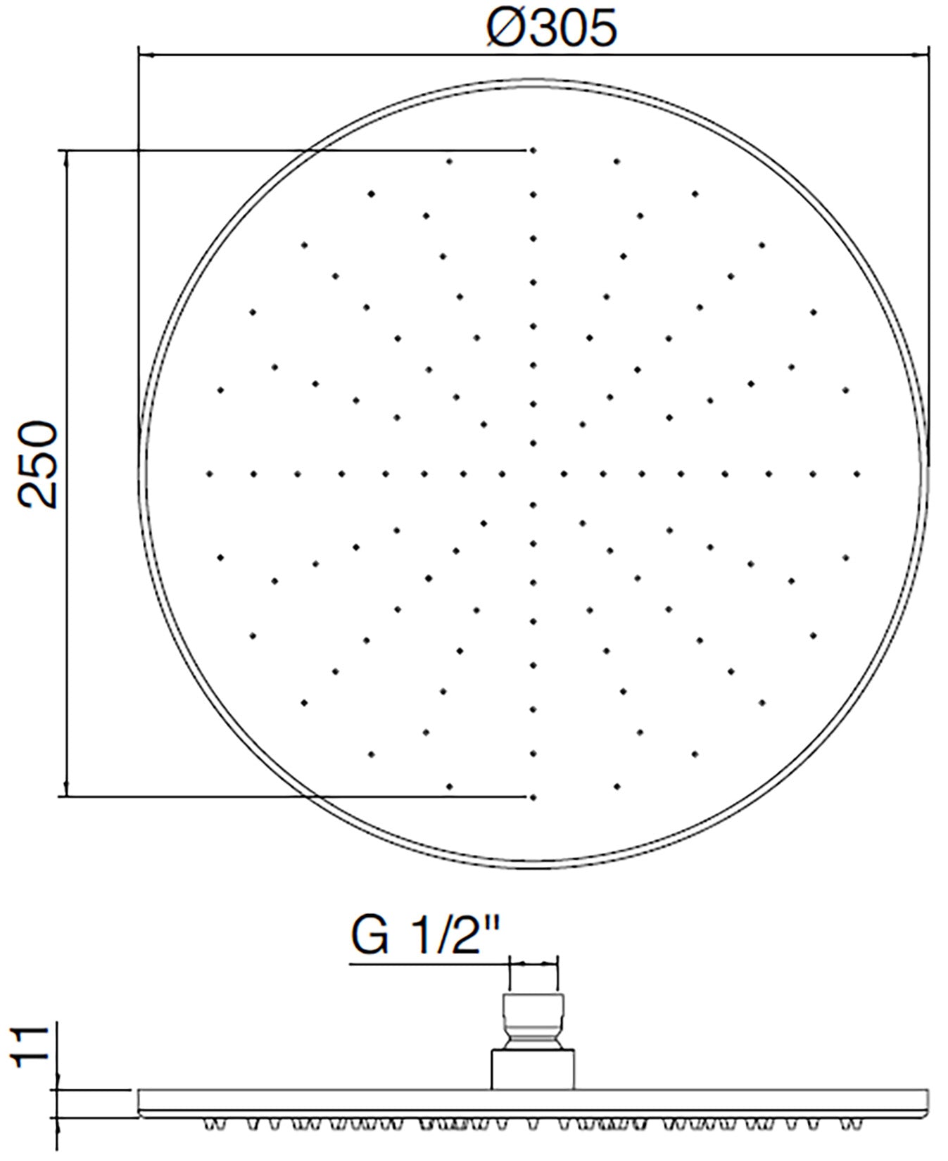Rubinetterie Treemme 3M SHOWERS Soffione Doccia Rotondo A Parete / Soffitto Diametro Ø 305 mm Pioggia Stile Moderno Materiale Acciaio Finitura Acciaio Spazzolato Opaco Inox