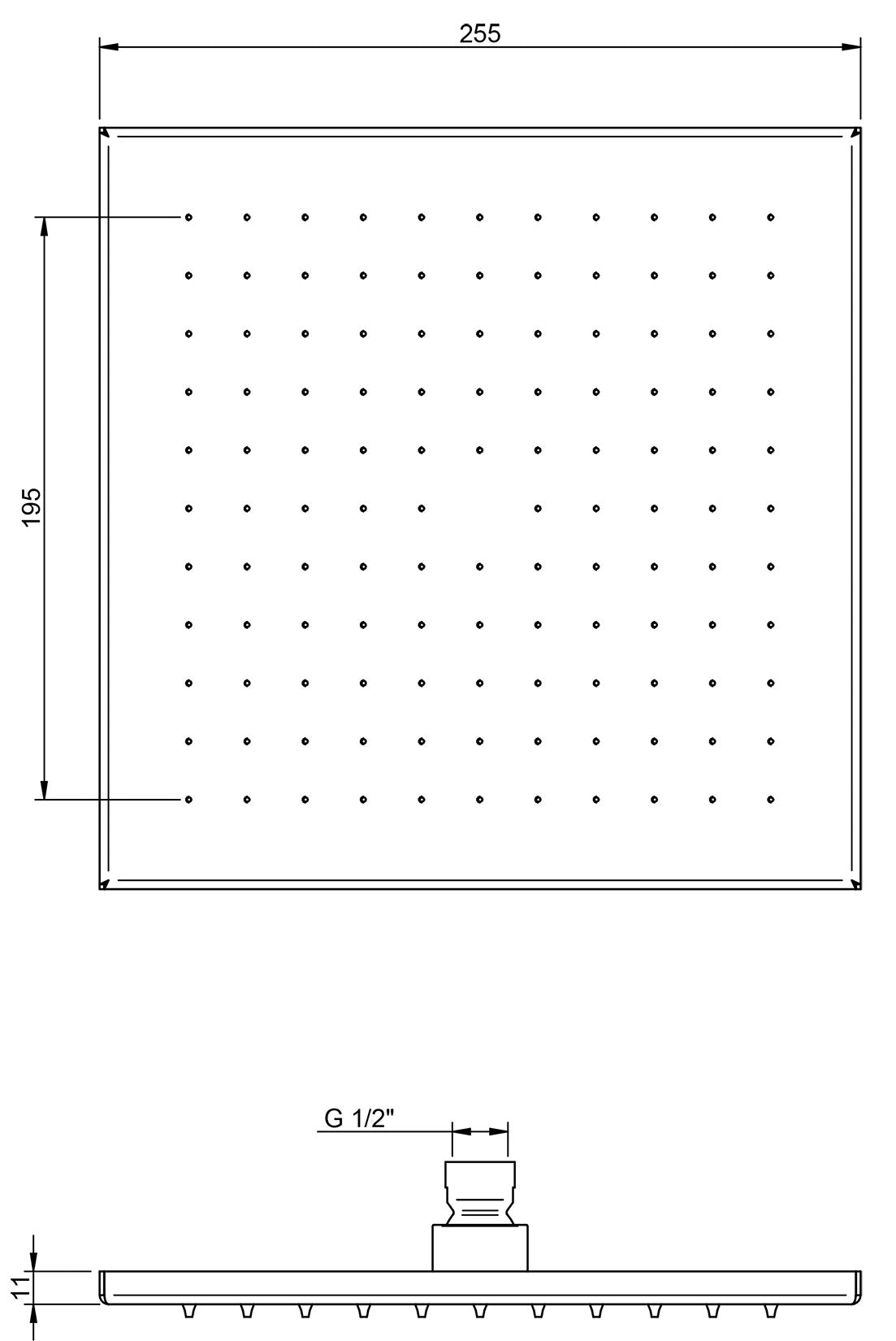 Rubinetterie Treemme 3M SHOWERS Soffione Doccia Quadrato A Parete / Soffitto 255x255 mm Pioggia Stile Moderno Materiale Acciaio Finitura Acciaio Spazzolato Opaco Inox