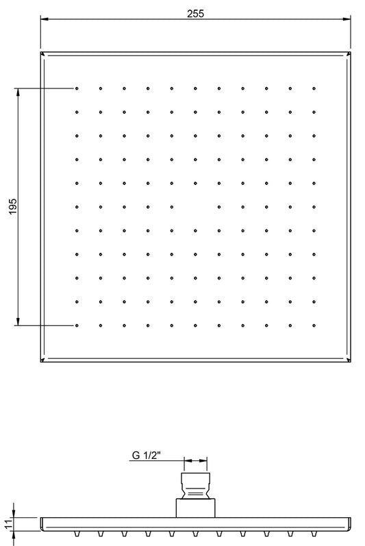 Rubinetterie Treemme 3M SHOWERS Soffione Doccia Quadrato A Parete / Soffitto 255x255 mm Pioggia Stile Moderno Materiale Acciaio Finitura Acciaio Spazzolato Opaco Inox