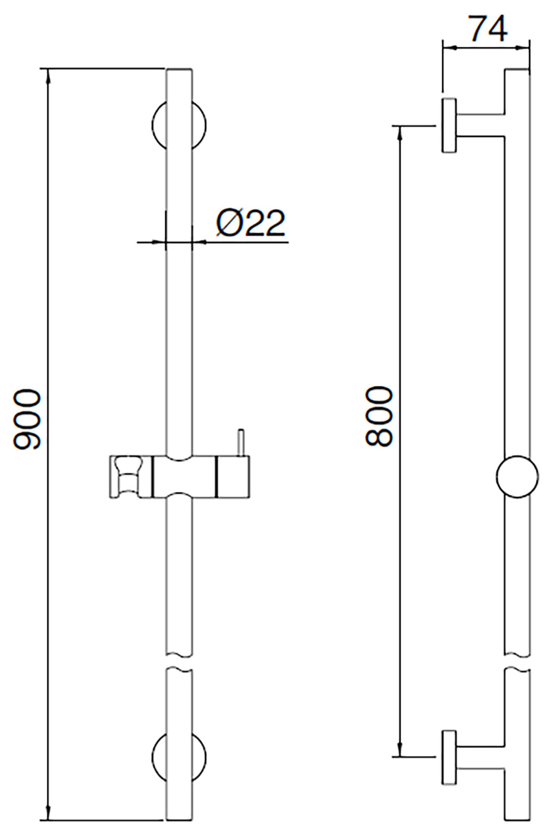 Rubinetterie Treemme 3M Showers IT RTBR 397 IS Kit Asta Saliscendi Per Doccetta e Flessibile Standard Senza Presa Acqua a Muro Materiale Acciaio Finitura Inox Spazzolato Opaco 