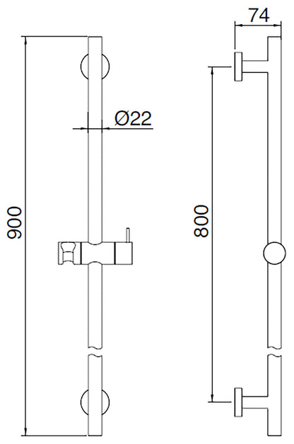 Rubinetterie Treemme 3M Showers IT RTBR 397 IS Kit Asta Saliscendi Per Doccetta e Flessibile Standard Senza Presa Acqua a Muro Materiale Acciaio Finitura Inox Spazzolato Opaco 