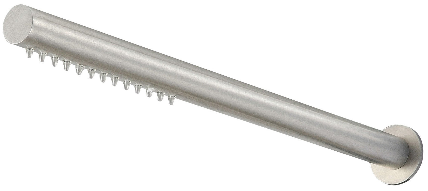 Rubinetterie Treemme 3M Showers RWIT 1147 IS 01 Soffione Doccia A Parete Tubolare Cilindrico Rotondo Lunghezza 360 mm Diametro Ø 22 mm Getto a Pioggia Stile Moderno Materiale Acciaio Finitura Inox Spazzolato Opaco