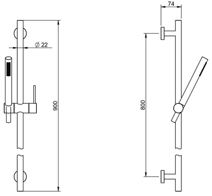 Rubinetterie Treemme 3M SHOWERS Kit Asta Saliscendi Con Doccetta In Acciaio INOX e Flessibile in PVC Senza Presa Acqua a Muro Materiale Acciaio Finitura Acciaio Spazzolato Opaco Inox