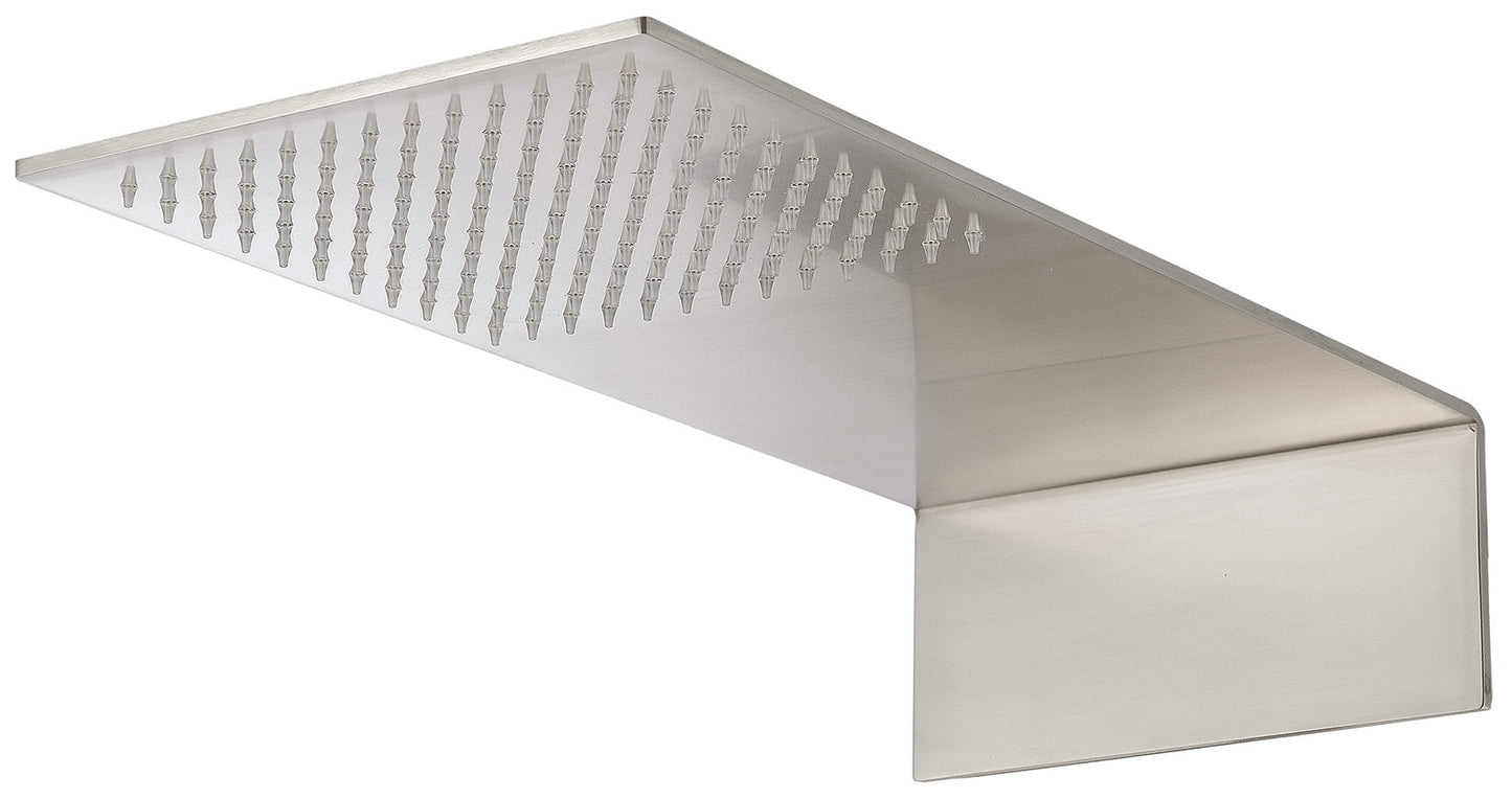 Rubinetterie Treemme 3M Showers RWIT 2847 IS 02 Soffione Doccia A Parete Forma L Mensola Rettangolare Con Funzione Pioggia 220 Misura 460x220 mm Stile Moderno Acciaio Finitura Inox Spazzolato Opaco