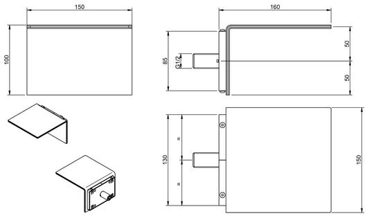 Rubinetterie Treemme 3M Showers RWIT 2847 IS 21 Bocca Getto Di Erogazione con Cascata 150 mm Installazione Parete Stile Moderno Misura 150x160x100 mm Materiale Acciaio Finitura Inox Spazzolato Opaco Portata Acqua 14 Litri Al Minuto