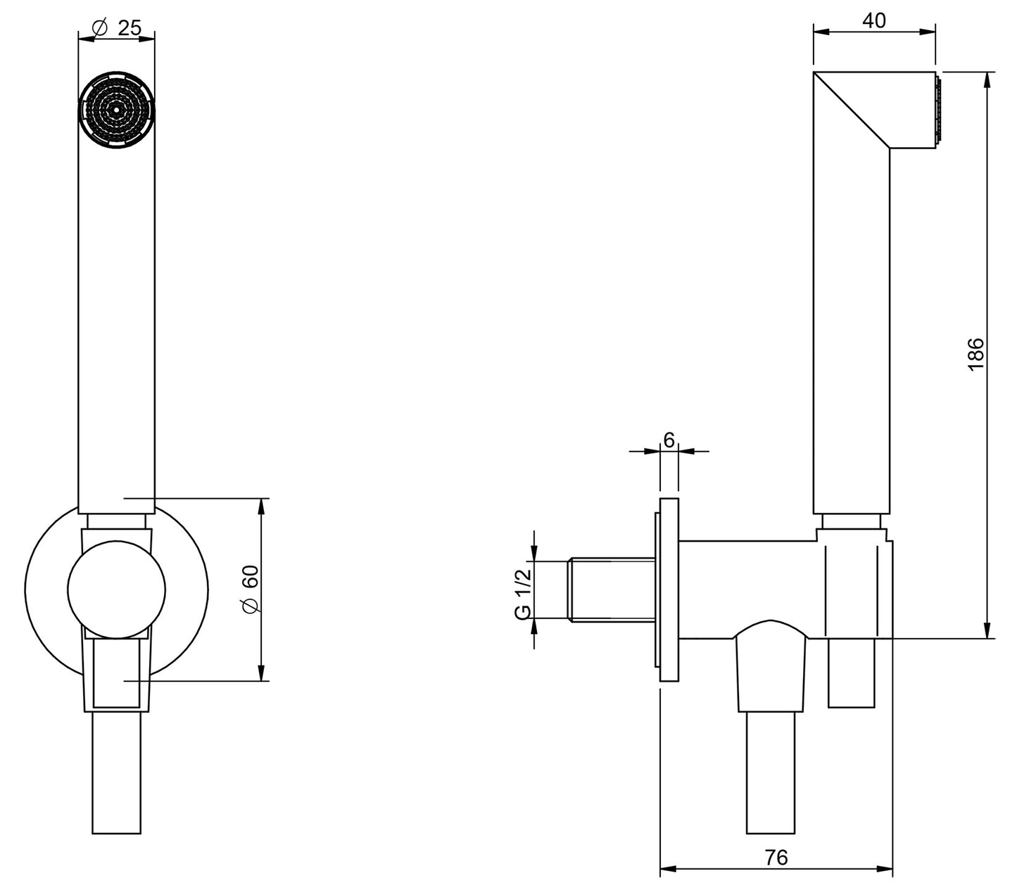 Rubinetterie Treemme 3M Showers RWIT 3B47 IS 71 Duplex Kit Gancio Presa Acqua Parete Doccetta Forma Tonda Materiale Acciaio Finitura Inox Spazzolato Opaco Flessibile PVC Portata 8 Litri Al Minuto