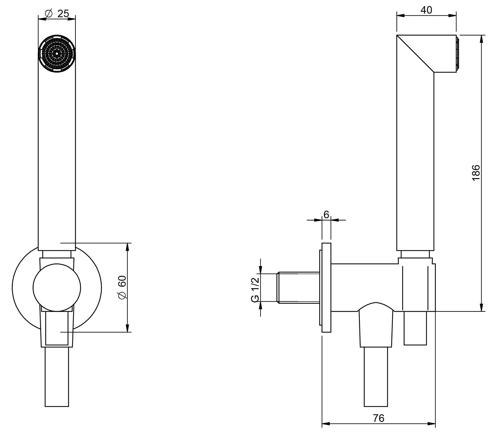 Rubinetterie Treemme 3M Showers RWIT 3B47 IS 71 Duplex Kit Gancio Presa Acqua Parete Doccetta Forma Tonda Materiale Acciaio Finitura Inox Spazzolato Opaco Flessibile PVC Portata 8 Litri Al Minuto