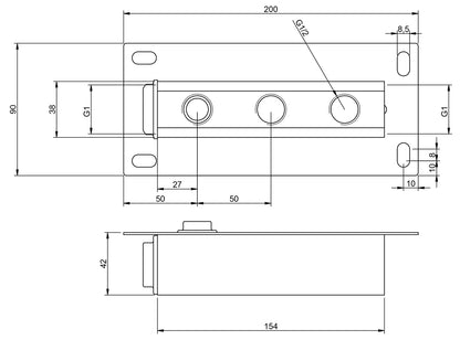 Rubinetterie Treemme 3M Showers IT 6596 IS ZZ ZZ 3 Soffioni Doccia A Parete Tubolare Cilindrico Rotondo Lunghezza 420 mm Getto a Pioggia Stile Moderno Materiale Acciaio Finitura Inox Spazzolato Opaco Collettore Parte Interna Incasso Muro Inclusa