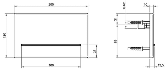 Rubinetterie Treemme 3M Showers Bocca a Muro ad Incasso 200x120 mm Getto di Erogazione Installazione a Parete Materiale Metallo Finitura Inox Spazzolato Opaco Stile Moderno Uscita Acqua a Cascata Portata 15 Litri Al Minuto