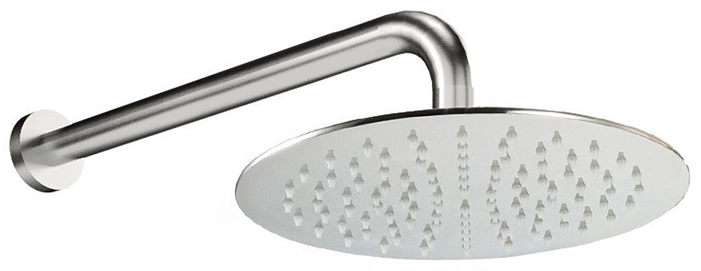 Rubinetterie Treemme 3M Showers RWIT 6599 IS 05 Soffione Doccia Pioggia A Parete Tondo Diametro Ø 255 mm Anticalcare Con Braccio Doccia 400 mm Stile Moderno Valvola Di Sicurezza Acciaio Finitura Inox Spazzolato Opaco