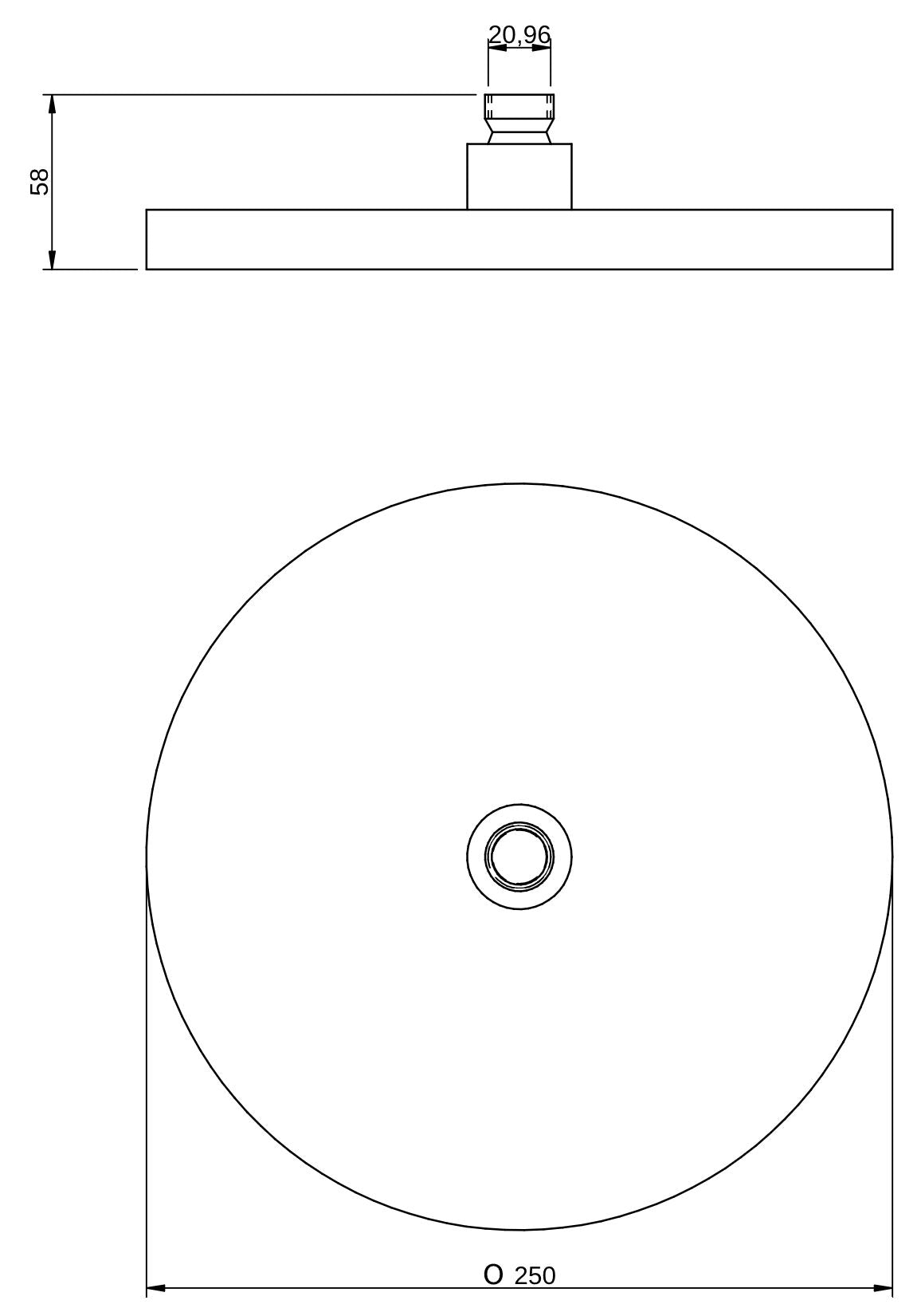 Rubinetterie Treemme SHOWERS & THERMOSTATICS Soffione Doccia Diametro Ø250 mm Materiale ABS Finitura Cromata