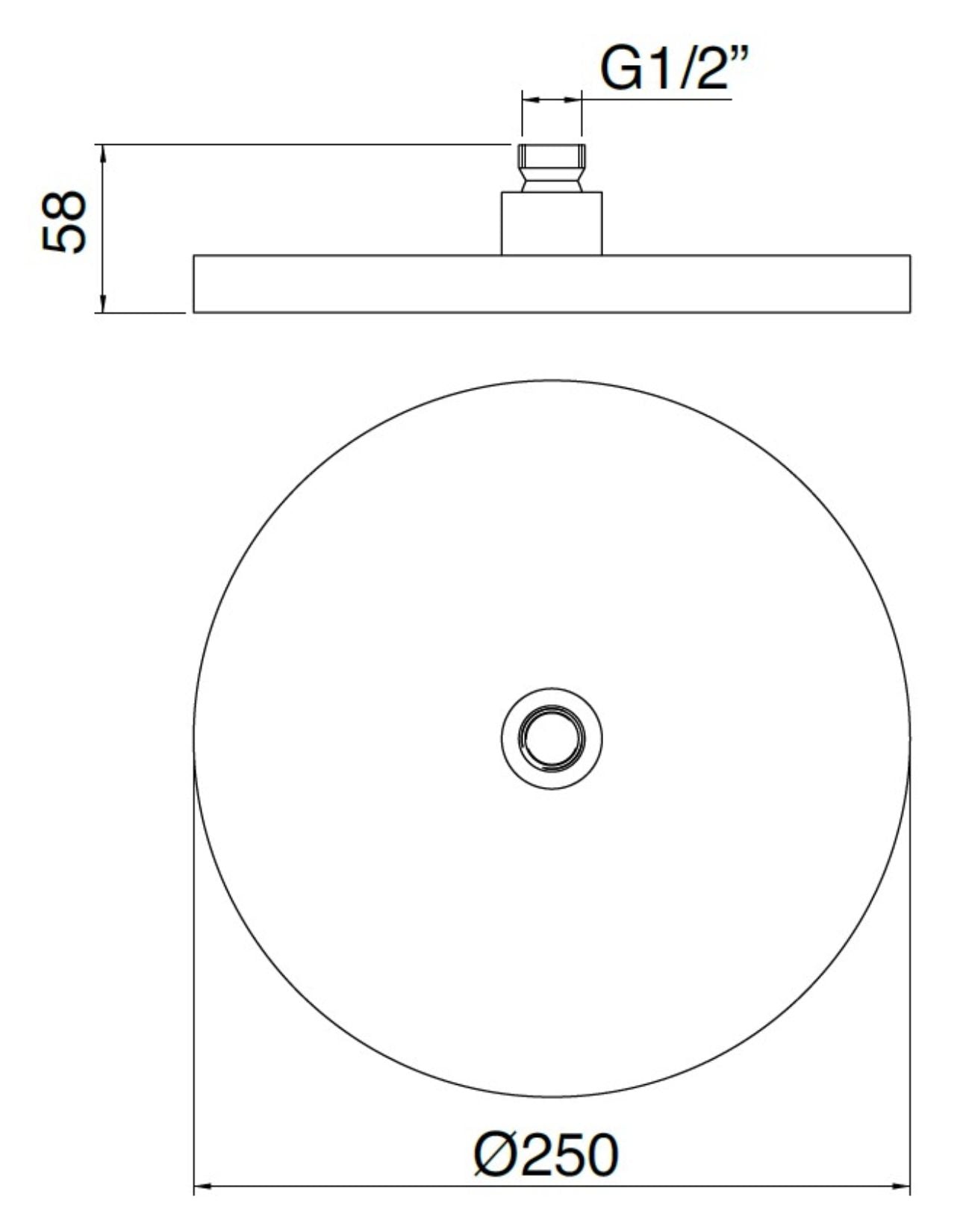 Rubinetterie Treemme SHOWERS & THERMOSTATICS Soffione Doccia Diametro Ø250 mm Materiale ABS Finitura Cromata