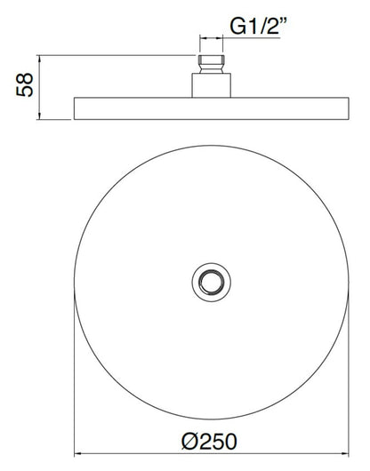 Rubinetterie Treemme SHOWERS & THERMOSTATICS Soffione Doccia Diametro Ø250 mm Materiale ABS Finitura Cromata
