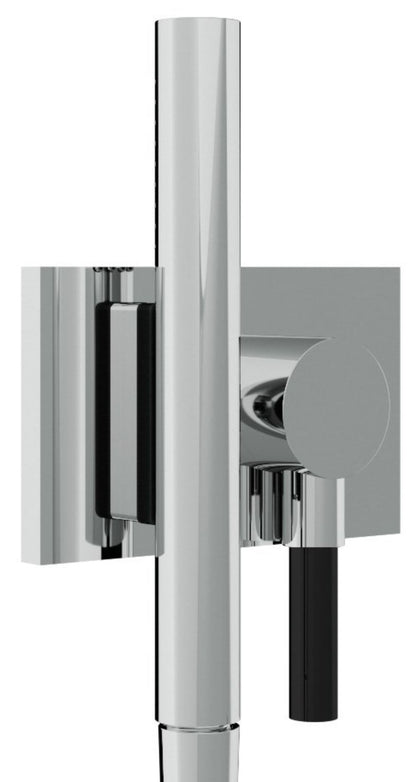 Rubinetterie Treemme 3M Showers & Thermostatics RWIT 2BF6 CC 55 Kit Gancio Presa Acqua Flessibile in PVC Doccetta in Metallo Tonda con Attacco a Calamita Supporto a Muro Quadro Materiale Ottone Finitura Cromata