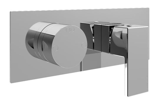 Rubinetterie Treemme 3M Showers & Thermostatics RWIT 4BE2 CC 01 + RWIT 22A2 ZZ 01 Miscelatore Doccia Incasso Muro Deviatore 2 Uscite Meccanico Due Fori 1 Leva Piastra Orizzontale Forma Quadra Staffa Cartongesso Ottone Cromata Parte Interna Esterna Incluse