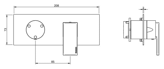 Rubinetterie Treemme 3M Showers & Thermostatics RWIT 4BE3 CC 01 + RWIT 22A2 ZZ 01 Miscelatore Doccia Incasso Muro Deviatore 3 Uscite Meccanico Due Fori 1 Leva Piastra Orizzontale Forma Quadra Staffa Cartongesso Ottone Cromata Parte Interna Esterna Incluse