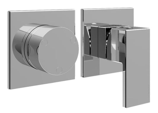 Rubinetterie Treemme 3M Showers & Thermostatics RWIT 4BF3 CC 01 + RWIT 22A2 ZZ 01 Miscelatore Doccia Incasso Muro Deviatore 3 Uscite Meccanico Due Fori 1 Leva Posizione Orizzontale Forma Quadra Staffa Cartongesso Ottone Cromo Parte Interna Esterna Incluse