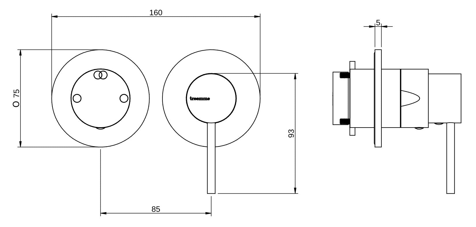 Rubinetterie Treemme 3M Showers & Thermostatics RWIT 6BF2 CC 01 + RWIT 22A2 ZZ 01 Miscelatore Monocomando Doccia Incasso Muro Deviatore 2 Uscite Meccanico Due Fori 1 Leva Posizione Orizzontale Staffa Cartongesso Ottone Cromo Parte Interna Esterna Incluse