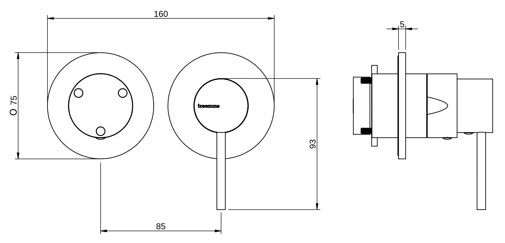 Rubinetterie Treemme 3M Showers & Thermostatics RWIT 6BF3 CC 01 + RWIT 22A2 ZZ 01 Miscelatore Monocomando Doccia Incasso Muro Deviatore 3 Uscite Meccanico Due Fori 1 Leva Posizione Orizzontale Staffa Cartongesso Ottone Cromo Parte Interna Esterna Incluse
