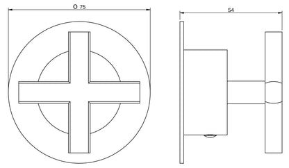 Rubinetterie Treemme 3M Showers & Thermostatics RWIT 72B6 CC 20 + RWIT 72B6 ZZ 01 Rubinetto D'Arresto 1/2” Monoforo Manopola a Croce Installazione Incasso Parete Materiale Ottone Finitura Cromata Parte Interna Esterna Incluse