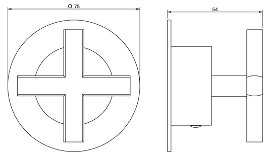 Rubinetterie Treemme 3M Showers & Thermostatics RWIT 72B6 CC 20 + RWIT 72B6 ZZ 01 Rubinetto D'Arresto 1/2” Monoforo Manopola a Croce Installazione Incasso Parete Materiale Ottone Finitura Cromata Parte Interna Esterna Incluse