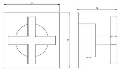 Rubinetterie Treemme 3M Showers & Thermostatics RWIT 72B6 CC 25 + RWIT 72B6 ZZ 01 Rubinetto D'Arresto 1/2” Monoforo Borchia Quadra Manopola a Croce Installazione Incasso Parete Materiale Ottone Finitura Cromata Parte Interna Esterna Incluse