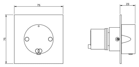 Rubinetterie Treemme 3M Showers & Thermostatics RWIT 75D5 CC 15 + RWIT 7AD5 ZZ 01 Rubinetto D'Arresto Deviatore Incasso 2 Uscite Monoforo Installazione Parete 1 Manopola Materiale Ottone Finitura Cromata Parte Interna Esterna Incluse